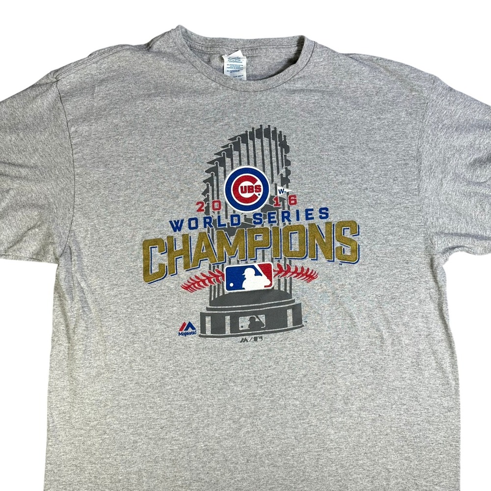 Chicago Cubs 2016 World Series Champions T-Shirt Mens Gray MLB Delta Pro Weight
